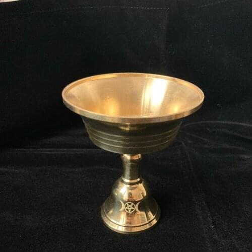 Pentagram Brass Candlestick for liquid Candle Butterlantern Metal Altar Candles Cup Wicca Prop Candleholder witchcraft supplies
