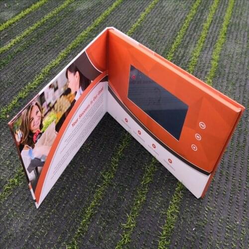 Hot sale hardcover tv in a card with 7inch video Brochure Universal Fashion Design Video booklet for business Advertising