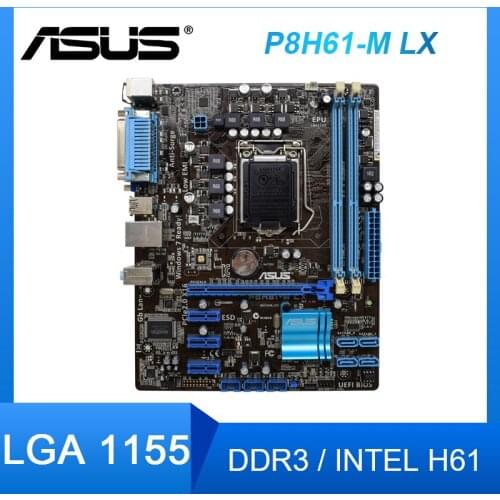 For ASUS P8H61-M LX PC Motherboard LGA 1155 DDR3 For Intel H61 P8H61 SATA II PCI-E X16 Used Desktop Mainboard