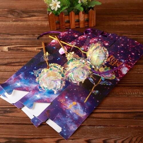 Fashion Artificial Gold Foil Rose Flower LED Luminous Galaxy Mothers Day Valentines Day New Year Gift Flores Artificiales
