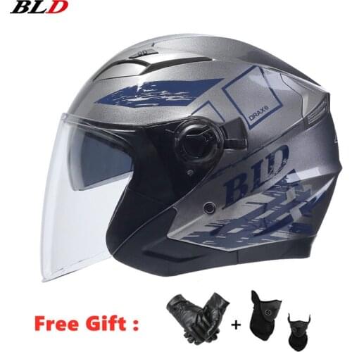 Capacete Scooter Vintage Double Visor Half Motorcycle Helmet Four Seasons Motorbike Open Face Helmet Bike Cap Helmets