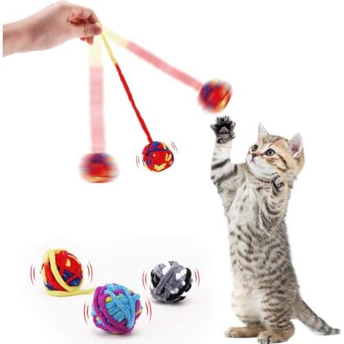Cat Ball Toys Fun Colorful Yarn Balls with Rattle for Cats Interactive Chasing Chewing Kitten Toys Handmade Craft Pet Supplies