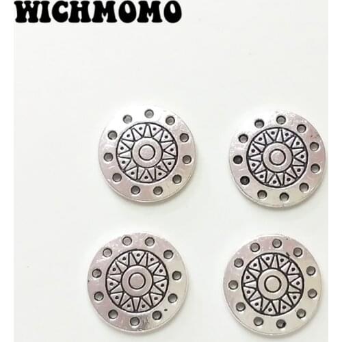 New Fashion 15pieces/bag 15mm Zinc Alloy Round Porous Connector Charms Linker for DIY Necklace Jewelry Accessories