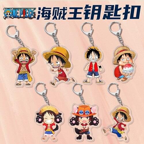 New Arrival One Piece Acrylic Keychain Cosplay Luffy Nami Zoro Sanji Cartoon Figures Key Ring Anime Key Holder Toys Bag Charm