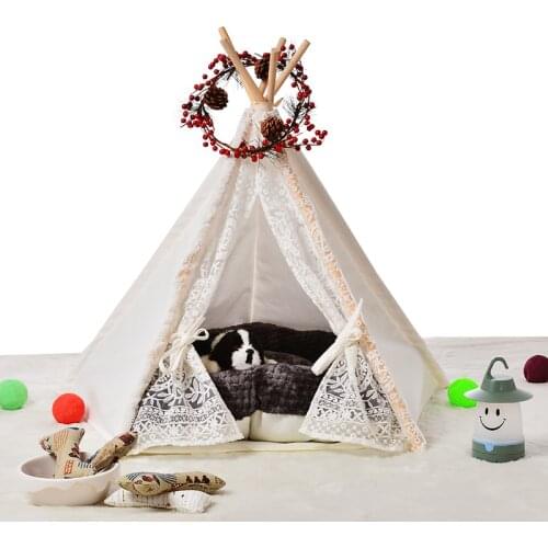 New design lace cotton pet nest Pet play House play teepee tent lovely warm dog play bed