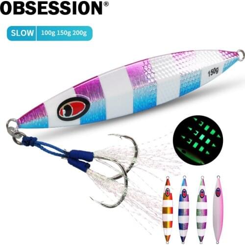 OBSESSION Sinking Metal Jigs 100g 150g 200g 1pcs 4pcs luminous jigging lure lead fish Artificial swimbait sea fishing lure set