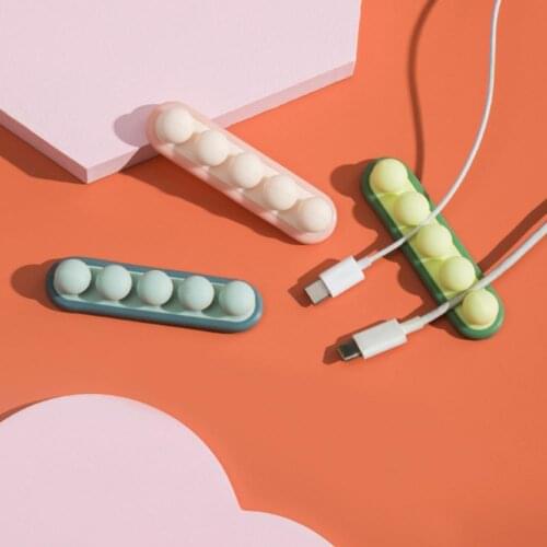 4 Holes USB Cable Organizer Cable Clamp Wire Winder Headphone Earphone Holder Cord Silicone Clip Phone Line Desktop Management