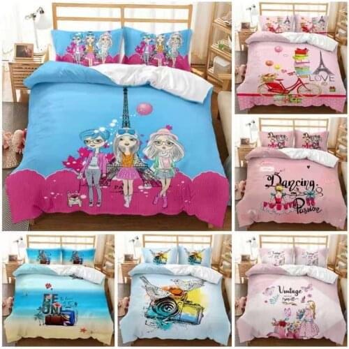 3d bedding digital printing large fashion design modern girl quilt cover
