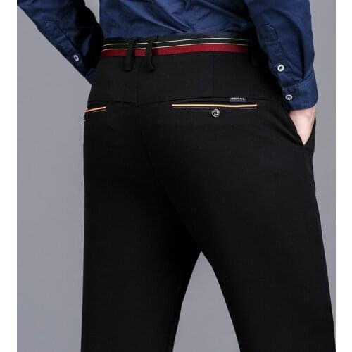 Casual Pants Elastic Slim Black Blue High Quality Cotton Denim Trousers Winter Thicken Fleece Warm Men Straight Jeans Business