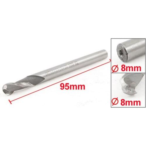 3.7" Length 8mm Cutting Diameter 2 Flutes Ball Nose Cutting Tool