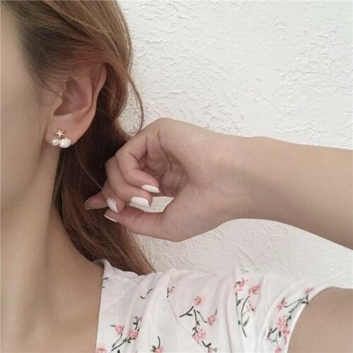 The starfish shell S925 needle earring temperament web celebrity earring 2021 new tide earclip without earhole female