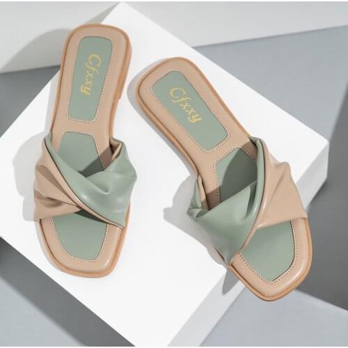 Summer New Outside Womens Slides Sexy Solid Color Flat Rubber Soled Female Slippers