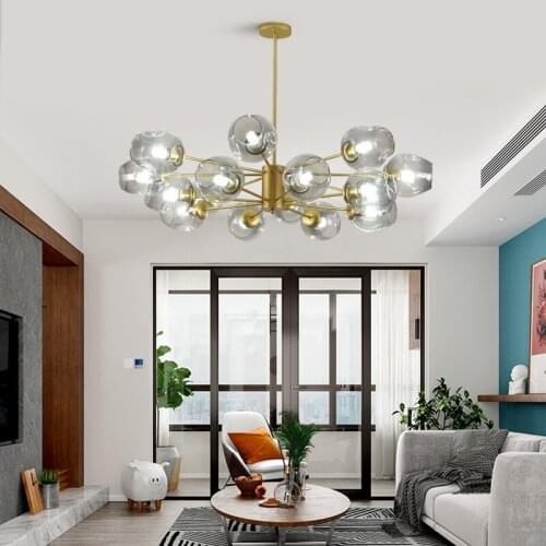 Nordic Glass Chandeliers Lighting E27 Bulb Hanging Lamp Bedroom Restaurant Led Chandeliers Home Lighting Hanging Lights