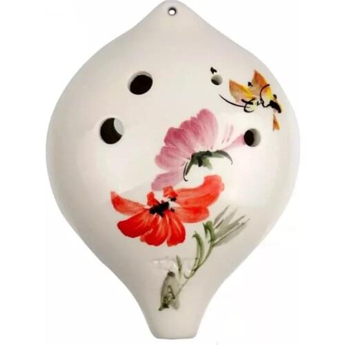 TNG Heart Shape 6 Holes Ocarina Alto C F G Freehand Sketching Handmade Flower Musical Instruments Ceramic Ocarina For Beginners
