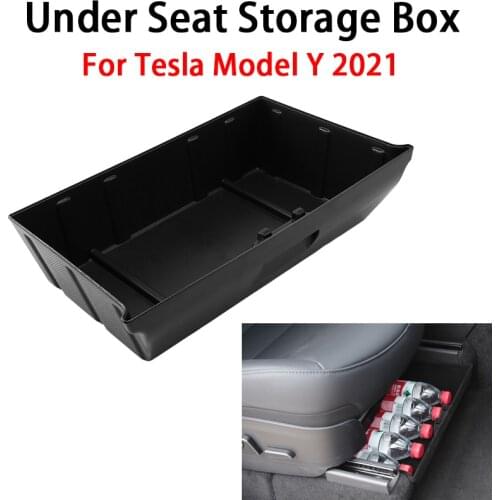 For Tesla Model Y 2021 Under Seat Storage Box High Capacity Organizer Case ABS Car Seat Storage Tray Drawer Interior Accessories