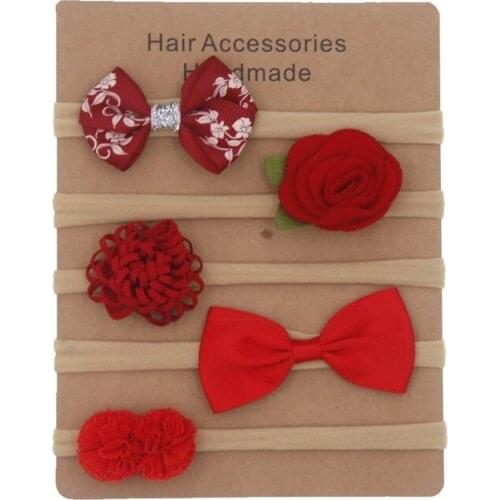 2021 Baby Hair Band 5 Pieces Set Princess Headwear Nylon High Elasticity Hairring Rope Hair Accessories Set Lovely Headwear