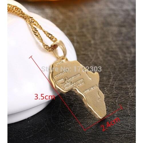 Bangrui Africa map gold necklace pendant Gold GP Jewelry Women Men Unisex 50cm/60cm Pendant chain african like item gift