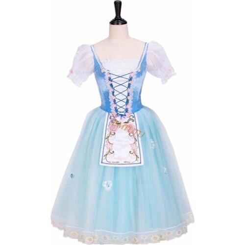 Women Girls Professional Ballet Long tutu dress Blue romantic ballet tutu costume Adult ballet Stage Costume La Fille Mal Gardee