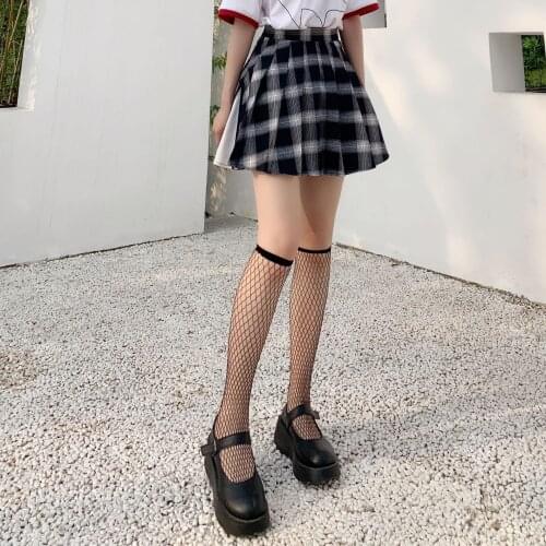 1pair Women Sexy In the tube Long Socks Summer Transparent Nylon Elastic Mesh Fishnet Socks Black Hollow Stretch Hosiery