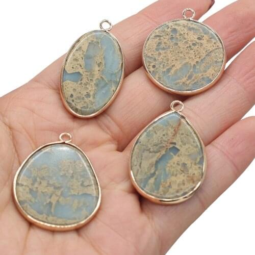 1pcs Natural Stone Ocean Ore Pendant Charms Various Shapes for DIY Necklace Earring Accessories Jewelry Making for Women Gift