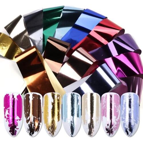 14pcs Charm Nail Foils Polish Stickers Metal Color Starry Paper Transfer Foil Wraps Adhesive Decals Nail Art Decorations 2019