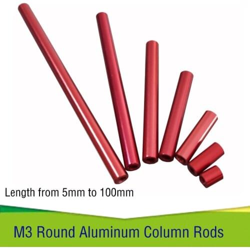 20pcs Red M3 Round Aluminum Column Rods Standoff Colourful Spacer Stud Fastener Length from 5mm to 100mm for RC Multirotor
