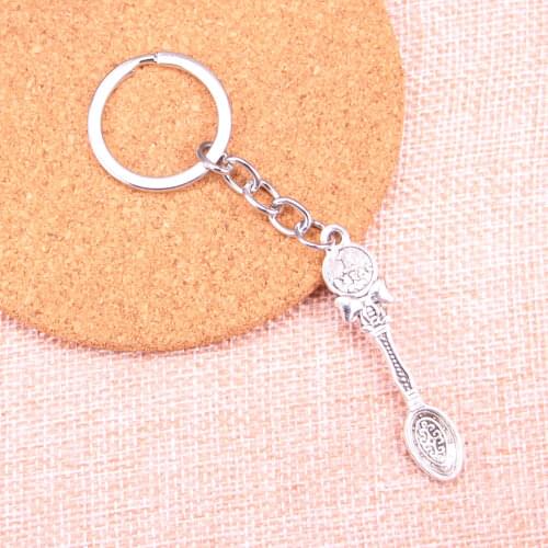 20pcs kitchen cooking spoon Keychain 53*11mm Pendants Car Key Chain Ring Holder Keyring Souvenir Jewelry Gift
