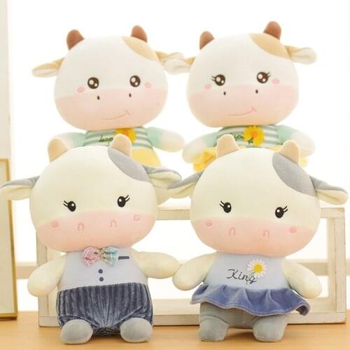 25cm New Cute Animal Cartoon Couple Cows Stuffed Plush Toy Kawaii Cattle Comfortable Soft Toy Children Birthday Present Gift