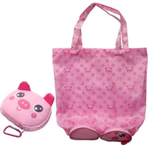 30PCS / LOT Reusable Shopping Bag Cute Cartoon Animal Zipper Foldable Shopping Bag Oxford Portable Environmental Tote Bag