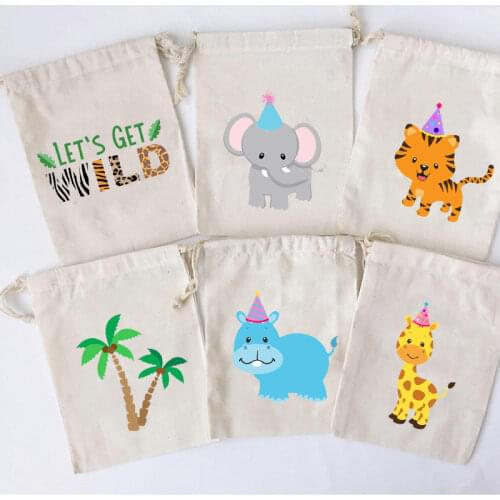 5pcs candy gift bags safari jungle Woodland forest animal wild themed birthday party baby shower Childrens day decoration favor