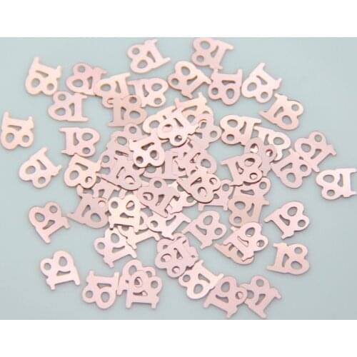 500Pcs Number 18 Rose Gold Digital Confetti Glitter Birthday Decor Table Sprinkles Confetti For Celebration 18th Happy Birthday