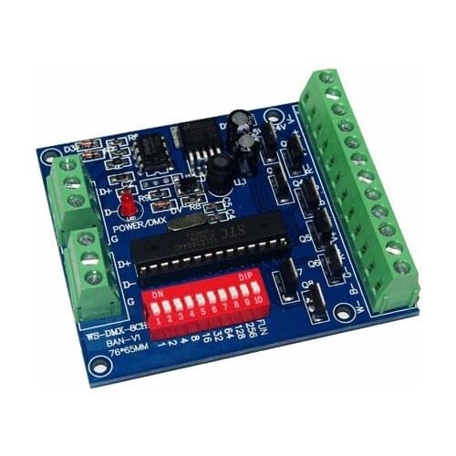 8 Channel Dmx 512 Decoder Ded Decoder Dimmer Controller Dmx Decoder RGBW Board DC5V-24V