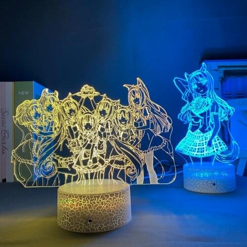 Anime Waifu Nekopara Led Night Light for Kawaii Bedroom Decor Gift Nightlight Manga Table 3d Lamp Nekopara