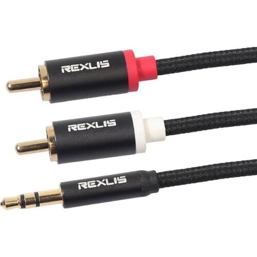 REXUS RCA Audio Cable 3.5mm Jack Male to 2 RCA Aux Cable Cotton Braided Wire Cord for Home Theater Speaker 0.5m 1.0m 1.8m 3m