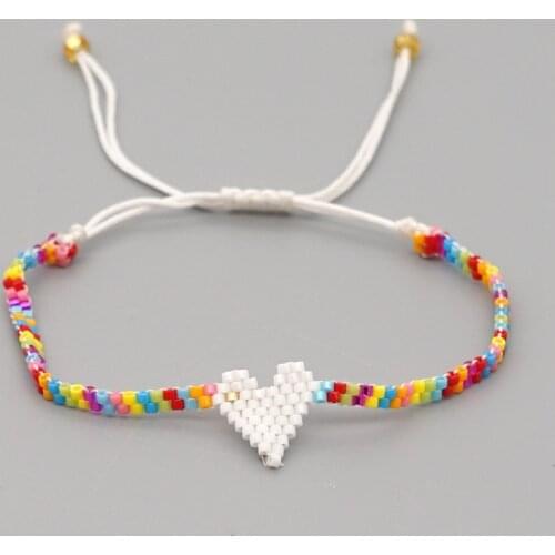 Bohemian Mixed Color Wild Love Beaded Miyuki Glass Millet Beads Woven Pure Handmade Small Bracelet Bracelets for Girlfriends