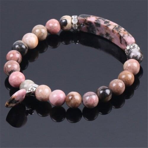 WWLB Natural Gem Stone Bangles Line Rhodonite Love Heart Fitting Healing Beads Bracelets Rectangle Stones For Women Jewelry S181
