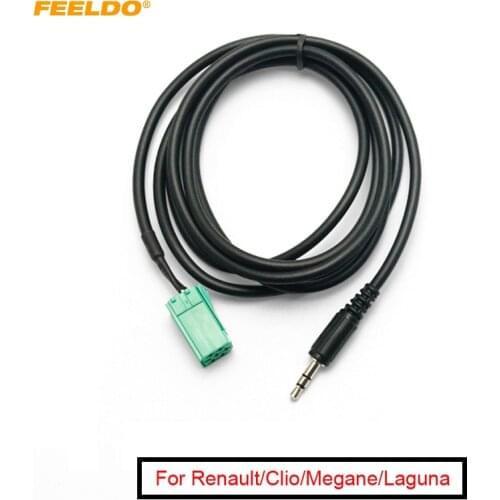 FEELDO 10Pcs Car Aux-In Input 3.5mm Adapter For Renault/Clio/Megane/Laguna MP3/iPod/iPhone Interface Cable #FD2779
