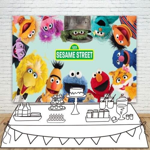 Photography Backdrop Newborn Sesame Street Background for Birthday Kids Party Banner Baby Shower Photo Background