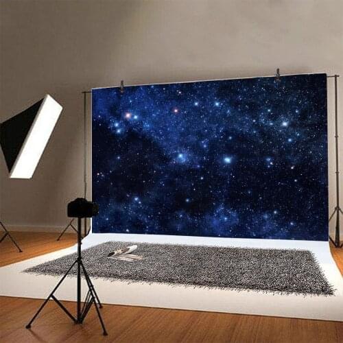 Beautiful Blue Starry Sky at Night Backdrop Photography Props Decoration for Kids Memorial Photoshoot Background
