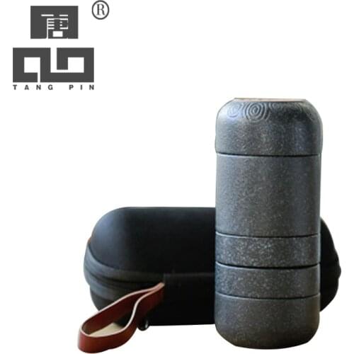 TANGPIN black crockery ceramic teapot with 4 cups a tea sets portable travel tea sets drinkware