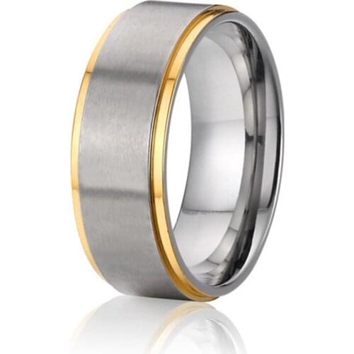 8mm man Alliances wedding band titanium ring for men gold/silver color fashion finger rings male jewelry USA style