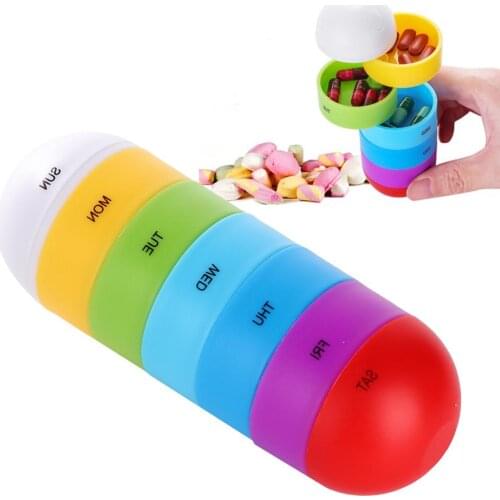 Colorful 7 Grid Medicine Box Double Waterproof Mini Portable Multifunctional Candy Medicine Storage Box Outdoor Travel Essential