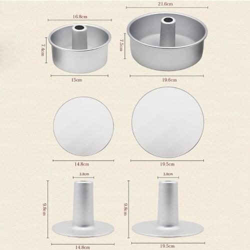 6inch 8inch Aluminum Alloy Round Chiffon Cake Pan Removable Bottom Hollow Chimney Cake Mold DIY Baking Cake Tools