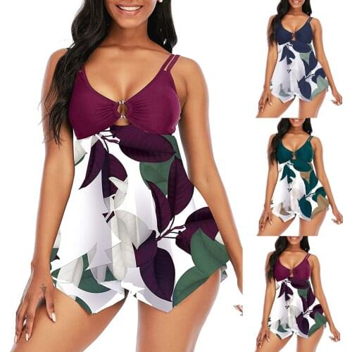Swimsuit Women Splicing Print Split Swimwear Bathing Suit Summer Swimwear High Waist Bikini Set Biquini Stroje Kapielowe Damskie