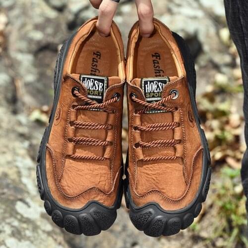 Mens Tactical Boots Genuine Leather Men Outdoor Shoes Breathable Sneakers Non-slip Wear Mountain Hiking Shoes Men Hunting Boots