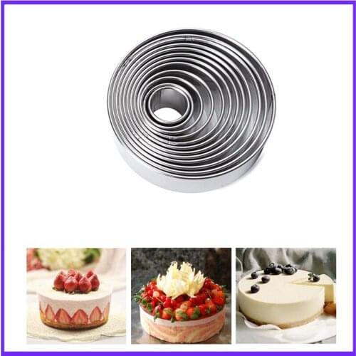 Set of 12 Stainless Steel Round Mousse ring Cutter Cutting Mould cake mould donut fondant sugar mould