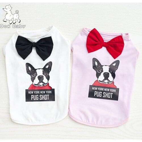 New Pet Dog Clothes Summer Vest For Dogs Cats Puppy Small Dog Clothing Bow Tie Dog printing Vest Apparel Clothes chaleco perro