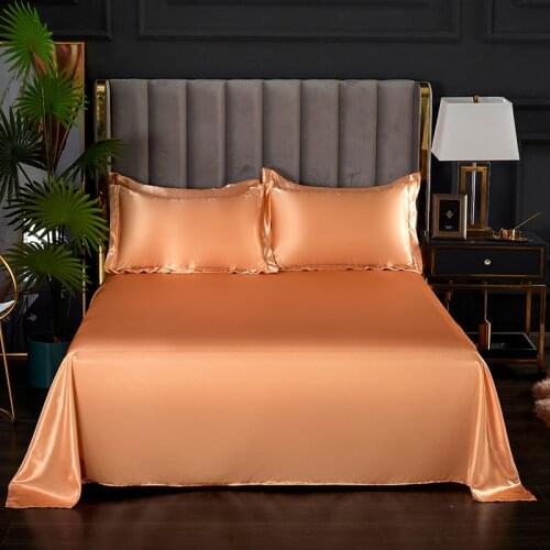 New Rayon Faux Silk Bed Sheet Satin Simple Style Solid Color Soft Comfortable Bed Sheet Suitable For 1.8m/1. 5m For Hotel Stay