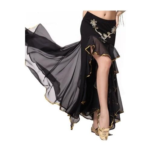 2017 New Belly Dancing Clothes Professional Long Fish Tail Skirts Side Split Women Wrapped Black Belly Dance Skirt 9 colors