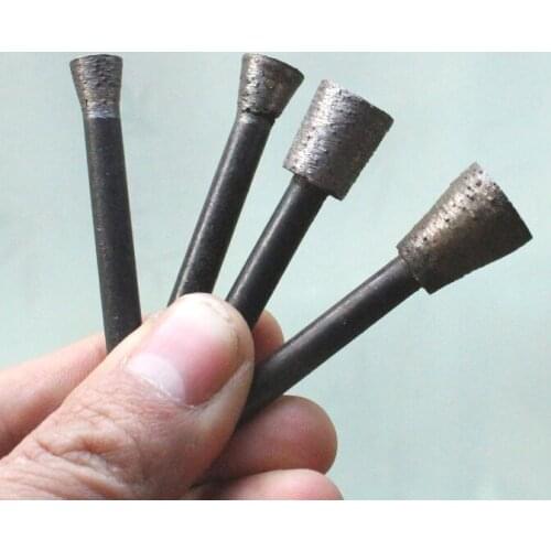 New 6Kind 8mm-20mm Trapezoid sintered diamond Grinding Head 6mm Shank 46# Gravestone Marble Engrave Carving Tools